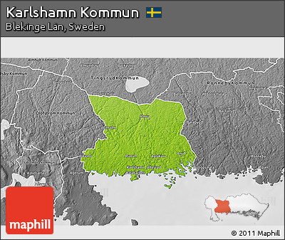 Physical 3D Map of Karlshamn Kommun, desaturated