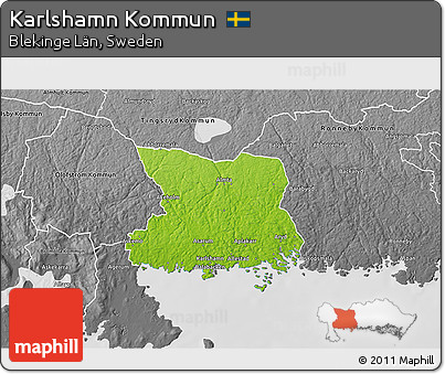 Physical 3D Map of Karlshamn Kommun, desaturated