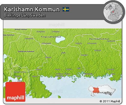 Physical 3D Map of Karlshamn Kommun