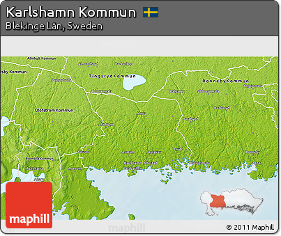 Physical 3D Map of Karlshamn Kommun