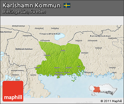 Physical 3D Map of Karlshamn Kommun, shaded relief outside