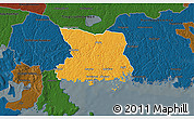 Political 3D Map of Karlshamn Kommun, darken