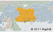 Political 3D Map of Karlshamn Kommun, lighten, semi-desaturated