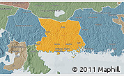 Political 3D Map of Karlshamn Kommun, semi-desaturated