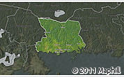 Satellite 3D Map of Karlshamn Kommun, darken, semi-desaturated