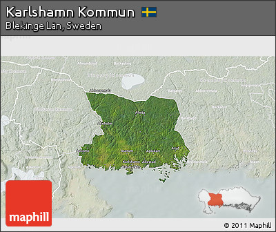 Satellite 3D Map of Karlshamn Kommun, lighten