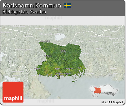 Satellite 3D Map of Karlshamn Kommun, lighten