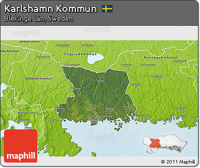 Satellite 3D Map of Karlshamn Kommun, physical outside