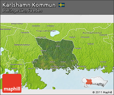 Satellite 3D Map of Karlshamn Kommun, physical outside