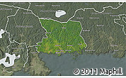 Satellite 3D Map of Karlshamn Kommun, semi-desaturated
