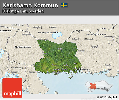 Satellite 3D Map of Karlshamn Kommun, shaded relief outside