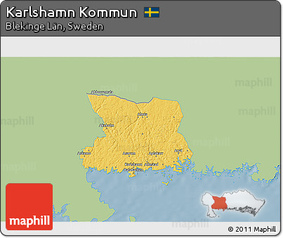 Savanna Style 3D Map of Karlshamn Kommun, single color outside
