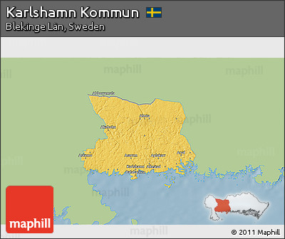 Savanna Style 3D Map of Karlshamn Kommun, single color outside