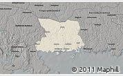 Shaded Relief 3D Map of Karlshamn Kommun, darken, semi-desaturated
