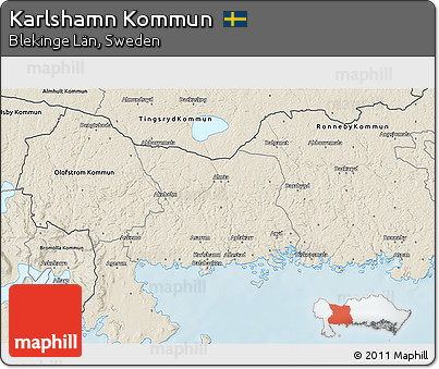 Shaded Relief 3D Map of Karlshamn Kommun