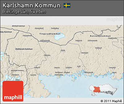 Shaded Relief 3D Map of Karlshamn Kommun