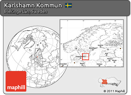 Blank Location Map of Karlshamn Kommun, highlighted parent region, within the entire country
