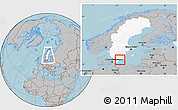 Gray Location Map of Karlshamn Kommun, highlighted country, highlighted parent region, within the entire country, hill shading