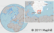 Gray Location Map of Karlshamn Kommun, highlighted country, hill shading