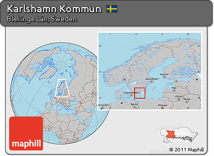 Gray Location Map of Karlshamn Kommun, highlighted parent region, within the entire country