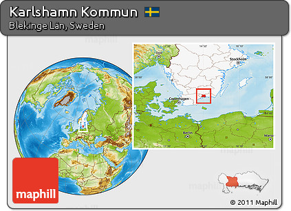 Physical Location Map of Karlshamn Kommun, highlighted country