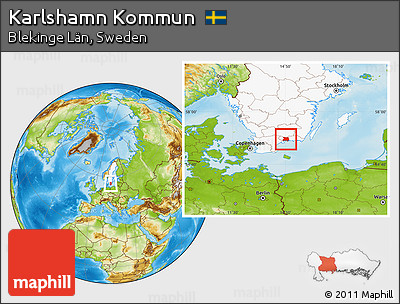 Physical Location Map of Karlshamn Kommun, highlighted country