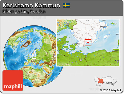 Physical Location Map of Karlshamn Kommun, highlighted country