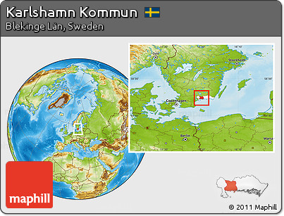 Physical Location Map of Karlshamn Kommun, highlighted parent region