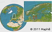 Satellite Location Map of Karlshamn Kommun, within the entire country