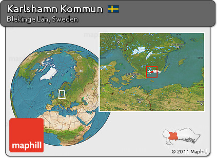 Satellite Location Map of Karlshamn Kommun, highlighted parent region
