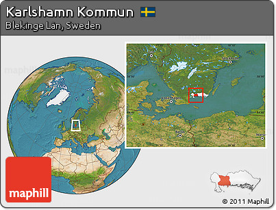 Satellite Location Map of Karlshamn Kommun, highlighted parent region