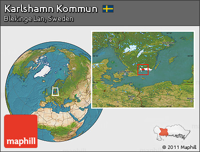 Satellite Location Map of Karlshamn Kommun, highlighted parent region