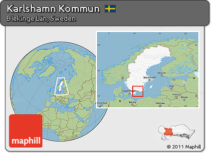 Savanna Style Location Map of Karlshamn Kommun, highlighted country, within the entire country
