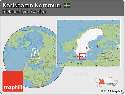 Savanna Style Location Map of Karlshamn Kommun, highlighted country, within the entire country