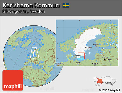 Savanna Style Location Map of Karlshamn Kommun, highlighted country, within the entire country
