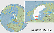 Savanna Style Location Map of Karlshamn Kommun, highlighted country, highlighted parent region, within the entire country, hill shading