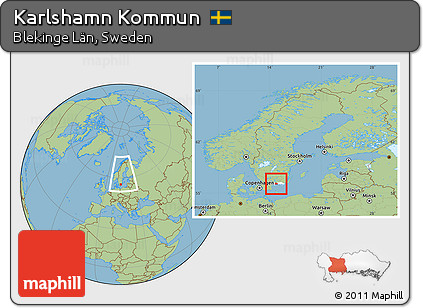 Savanna Style Location Map of Karlshamn Kommun, highlighted parent region, within the entire country