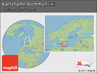 Savanna Style Location Map of Karlshamn Kommun, highlighted parent region, within the entire country