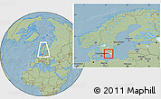 Savanna Style Location Map of Karlshamn Kommun, highlighted parent region, within the entire country, hill shading