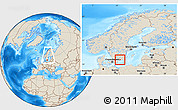 Shaded Relief Location Map of Karlshamn Kommun, within the entire country