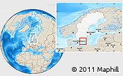 Shaded Relief Location Map of Karlshamn Kommun, highlighted country, highlighted parent region, within the entire country