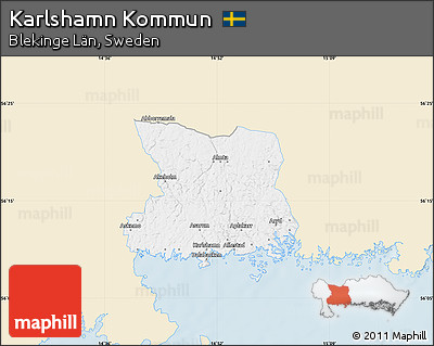Classic Style Map of Karlshamn Kommun, single color outside