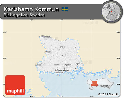 Classic Style Map of Karlshamn Kommun, single color outside