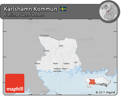 Gray Map of Karlshamn Kommun, single color outside