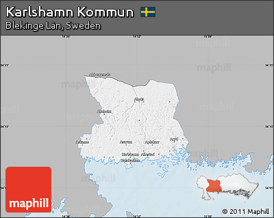 Gray Map of Karlshamn Kommun, single color outside