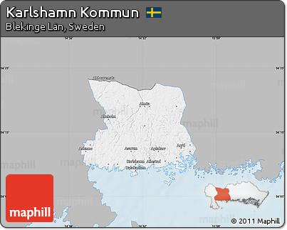 Gray Map of Karlshamn Kommun, single color outside