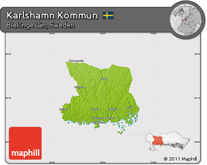 Physical Map of Karlshamn Kommun, cropped outside