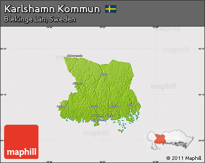 Physical Map of Karlshamn Kommun, cropped outside