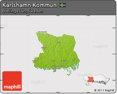 Physical Map of Karlshamn Kommun, cropped outside