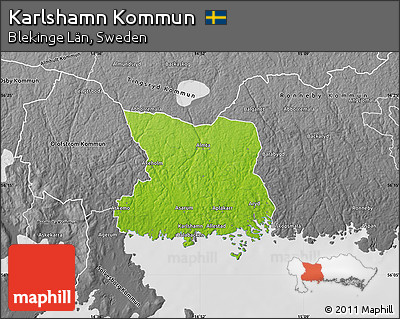 Physical Map of Karlshamn Kommun, desaturated